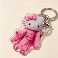 Cute Anime Cat Acrylic Keychain Pink Kimono Character Bag Charm