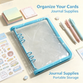 Clear PVC Loose-Leaf Binder Folder Light Blue Edge Transparent Storage Organizer