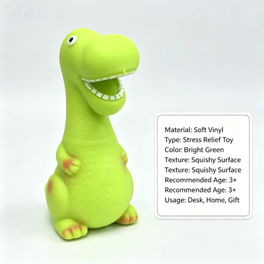 Cute Green Dinosaur Stress Relief Toy Soft Squishy Dino Figure for Kids & Adults