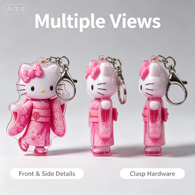 Cute Anime Cat Acrylic Keychain Pink Kimono Character Bag Charm