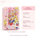 Cute Anime Acrylic Shake Notebook, Kawaii Pink Sailor Moon Inspired Binder Journal for Stickers, Notes & Collection